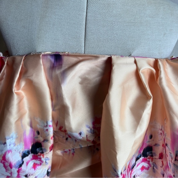 ASOS Pink and Orange Floral Puff Sleeve Off Shoulder Mini Dress size 2 XS NWT - Picture 8 of 12